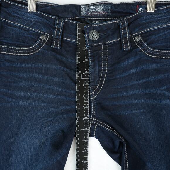 Silver Jeans Womens 31x31 Blue Dark Wash Suki Mid Super Skinny Flap Pocket - Picture 13 of 14